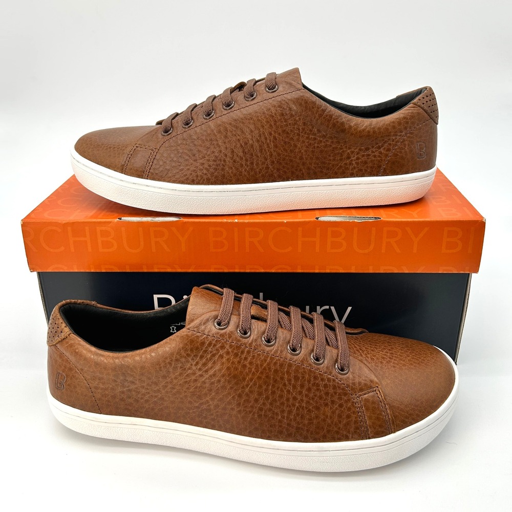 Birchbury Bramford Barefoot Leather Sneakers Mens Size 9 Walnut Wide Toe Box NEW